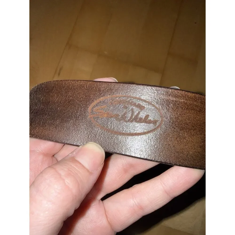 VTG Sean Whelan Embroidered Brown Leather Belt Elephant Buckle L